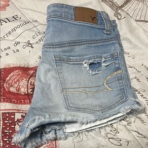 Hi-Rise American Eagle Festival Light Blue Denim Shorts